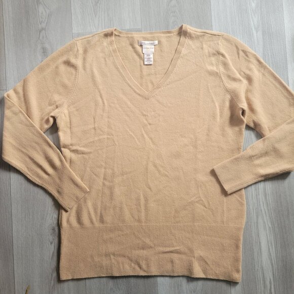 Covington Womens 100% Cashmere V-Neck Sweater Beige XL - Picture 1 of 4